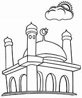 Mosque Coloring Gambar Mewarnai Hitam Putih Masjid Ketupat Buku Warna Fitri Idul Lebaran sketch template