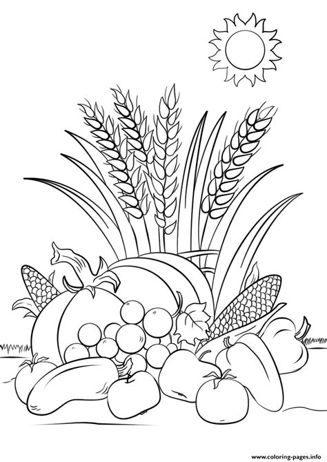 fall harvest autumn coloring page printable