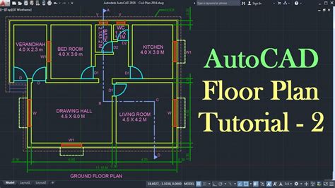 autocad floor plan tutorial  beginners  youtube