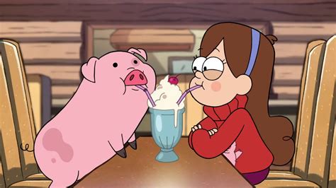 Mabel And Waddles Drinking A Shake Gravity Falls Mabel