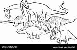 Dinosaurs Cartoon Coloring Vector Royalty sketch template