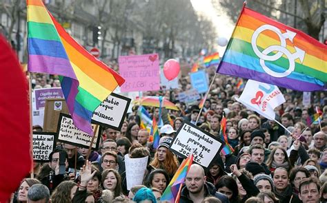 tens of thousands gather to back gay marriage in paris telegraph
