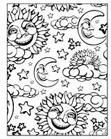 Coloring Moon Pages Stars Sun Mandala Adult Printable Star Getcolorings Colouring Fun Sheets Adults Print Drawing Earth Book Color Space sketch template