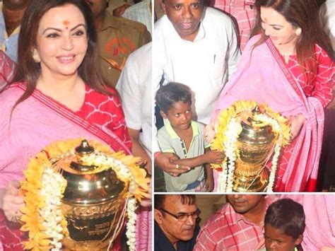 nita ambani takes ipl trophy to siddhivinayak temple