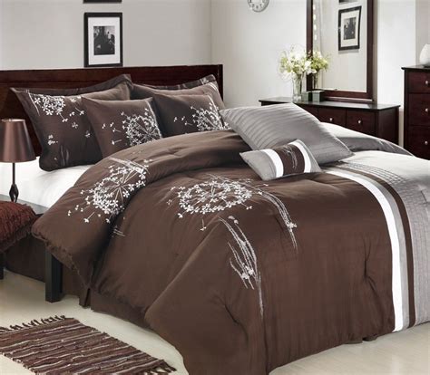 8pc Elegant Brown Grey Abq Bed In A Bag Comforter Set With Pillows