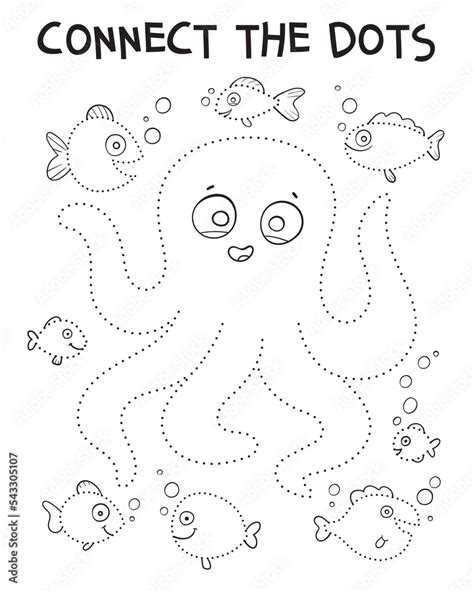 vecteur stock connect  dots  draw cute cartoon octopus dot