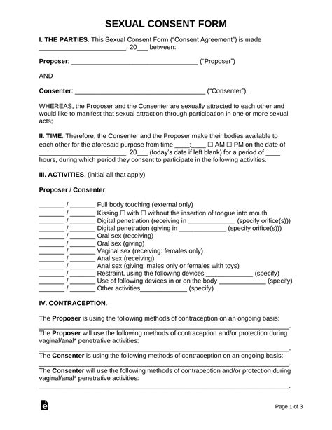 Free Sexual Consent Contract Form Word Pdf – Eforms