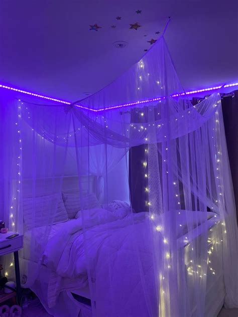Aesthetic Fairy Lights In Canopy In 2021 Room Design Bedroom Room