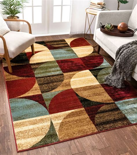 woven mid century modern multicolor geometric modern area rug easy