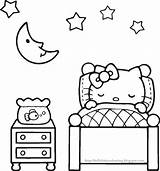 Coloring Pages Sleepover Kitty Hello Easy sketch template