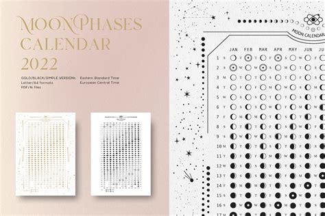 printable  moon phases calendarmoon phases astrology etsy