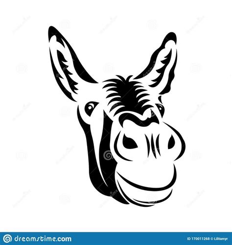 donkey muzzle silhouette  drawn  black   lines logo