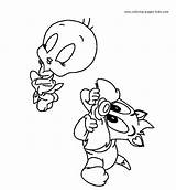 Coloring Pages Cartoon Tweety Color Printable Bird Characters Character Tunes Sylvester Sheets Print Cartoons Loony Kids Little Desicomments Found sketch template