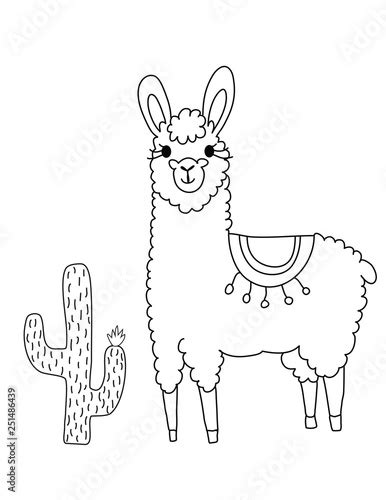 llama cute coloring page stock image  royalty  vector files