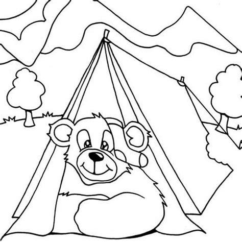 camping coloring pages bear  tent  printable coloring pages