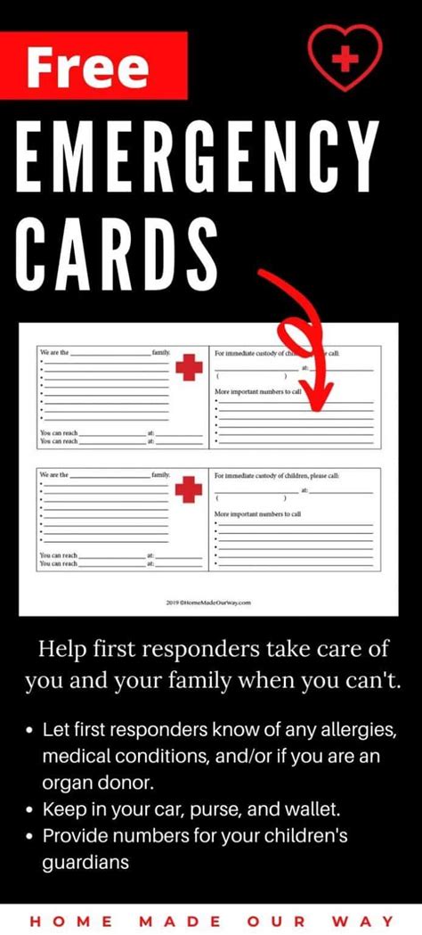 emergency cards     family  home    medical