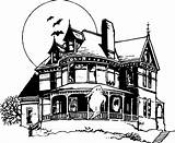 Haunted House Coloring Houses Halloween Drawing Kids Cartoon Pages Mansion Color Clipart Print Popular Getdrawings Coloringhome sketch template