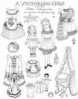 Paper Coloring Victorian Pages Dolls Doll Color Vintage Clothes Kids Printable Dress Helen Cut Christmas Dresses Era Fashion Child Colouring sketch template