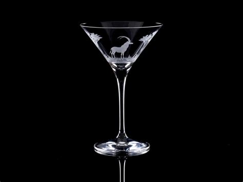Crystal Martini Cocktail Glass Hand Engraved Glass Tim