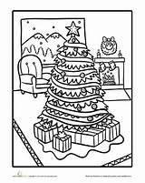 Christmas Coloring Tree Pages Room Colouring Education Living Adult sketch template
