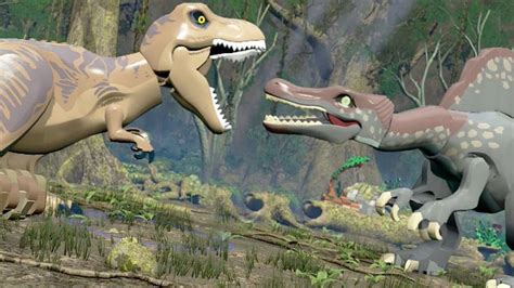 Lego Jurassic World Spinosaurus Vs T Rex Battle Youtube