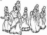 Coloring Dance Folk Pages India Indian Dandiya Dances Line Garba Krishna Raas Drawings Drawing sketch template