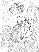 Coloring Mermaid Mermaids Kleurplaat Volwassenen Dover Zeemeermin Kleurplaten Verschoor Kolorowanki Grown Doverpublications Ups Downloaden sketch template