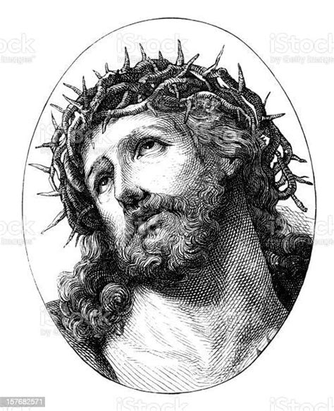 mengukir yesus kristus dengan mahkota duri dari tahun 1870 ilustrasi
