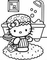 Kitty Shower Coloring Hello Pages Taking Categories Kids sketch template