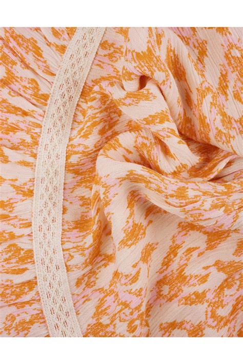 shoeby halter jurk duo print met   print oranjeecru wehkamp