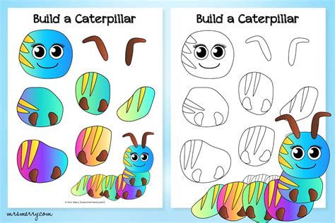 caterpillar template craft  printable  merry