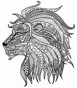 Coloring Lion Pages Adult Printable Mandala Animal Tribal Adults Rasta Detailed Drawing Advanced Lions Color Head Print Colouring Printables Colour sketch template