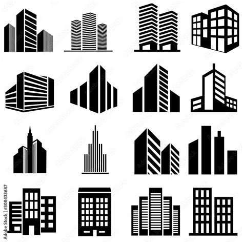 building icon vector set apartment illustration sign collection