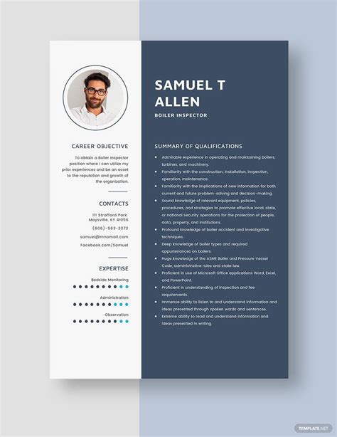 boiler inspector resume  pages word  templatenet