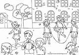 Playground Colouring School Coloring Pages Children Describing Activity Drawing Scene Play Activities English Color Village People Girl Activityvillage Students სურათეი sketch template