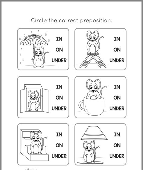 preposition worksheets  kindergarten   english worksheets