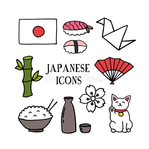 Japanese Theme Icon Set Stock Vector Illustration Of Arch