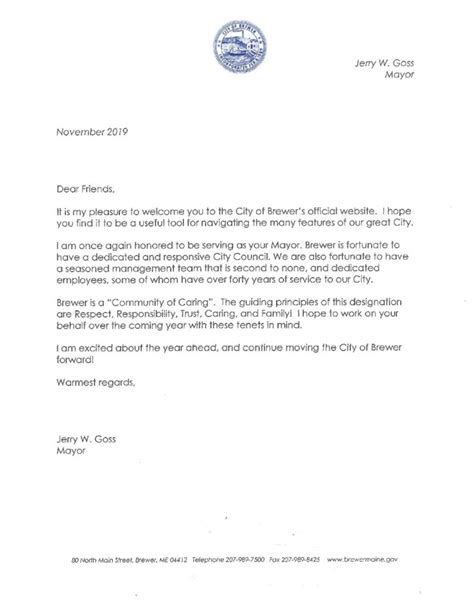 letter   mayor  city  brewer maine