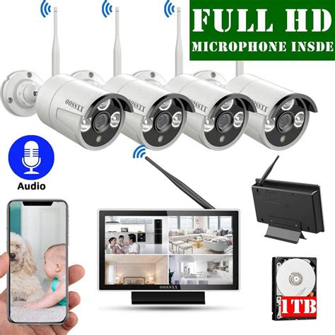 wireless security camera system  monitor oossxx home surveillance cameras system ch nvr