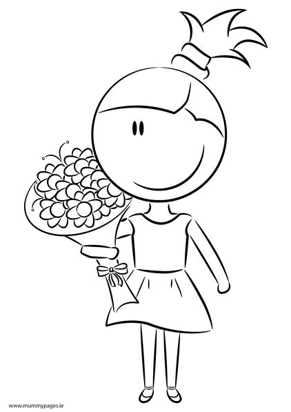 girl  flowers colouring page mummypagesie