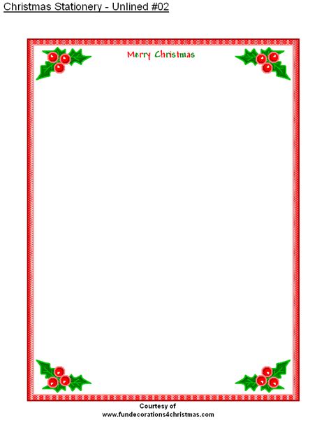 printable stationery  printable unlined christmas stationery
