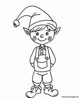 Elf Coloring Christmas Cute Pages Printable Print Color Book sketch template
