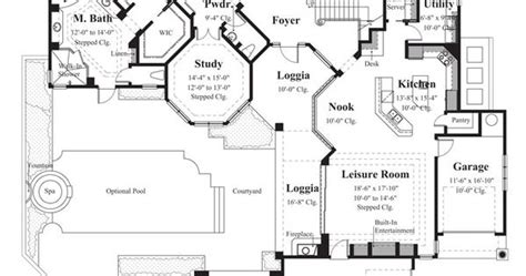 main level floor plan  sater design collections luxury courtyard home plan la reina