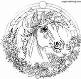 Coloring Pages Mandala Horses Magic sketch template