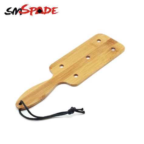 smspade adult sex toys square bamboo paddle with holes natural bamboo