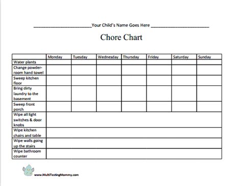 customizable chore chart