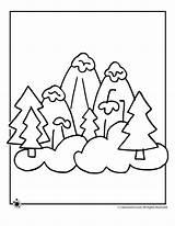 Snowy Coloring Mountain sketch template