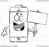 Battery Happy Cartoon Mascot Holding Sign Coloring Clipart Outlined Vector Cory Thoman Regarding Notes sketch template