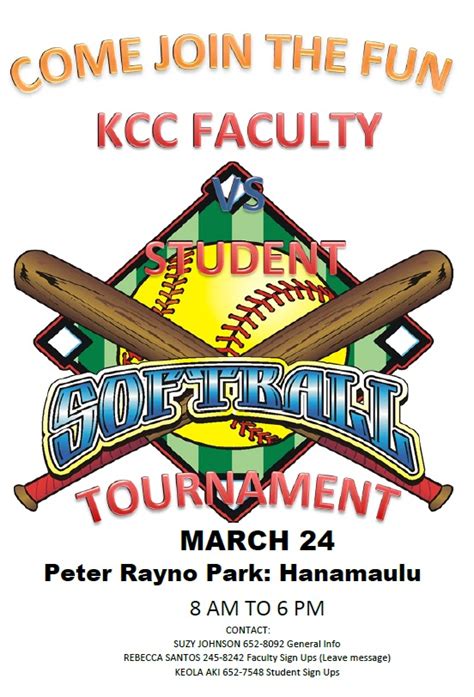kauai community college campus news faculty  student softball tournament