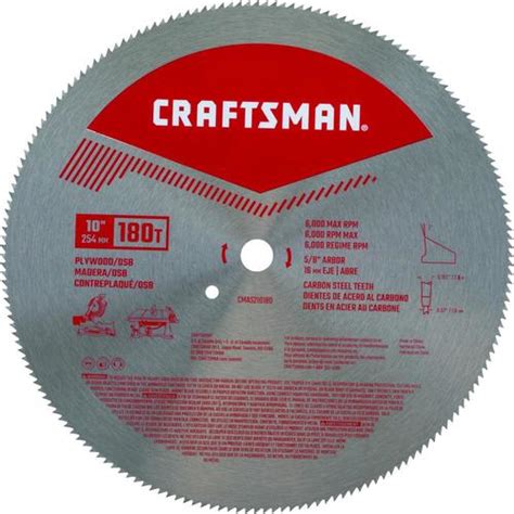 Craftsman 10 In 180 Tooth High Speed Steel Miter Table Saw Blade Set In